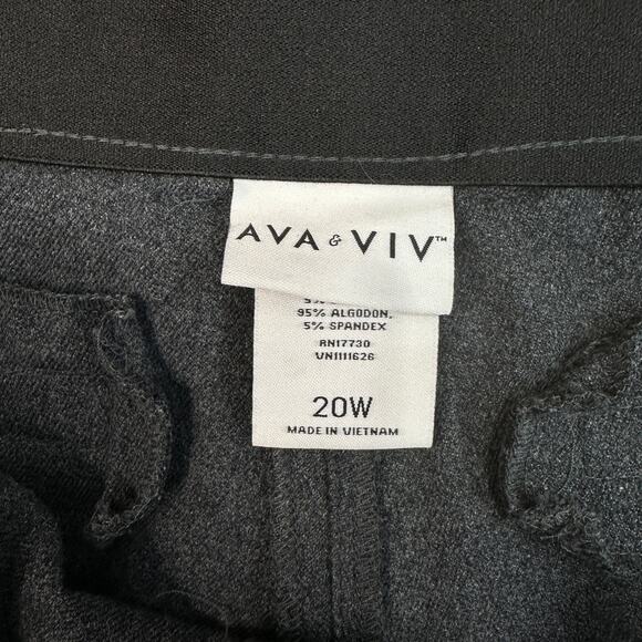 Ava & Viv Capri Pants WMNS 20W Heathered Gray High Rise Stretch Cropped Straight - Picture 5 of 11